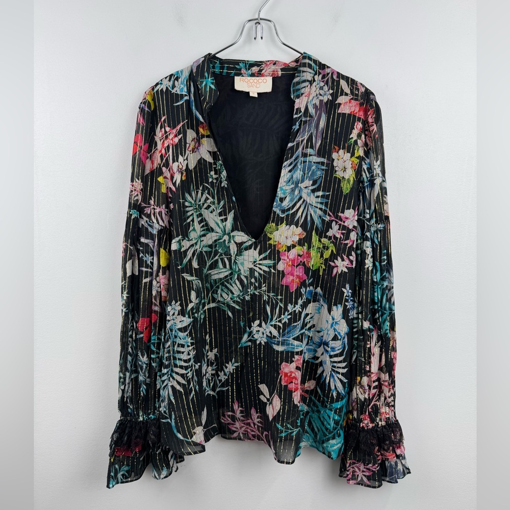 Rococo Sand Women Floral Blouse Size‎ Small